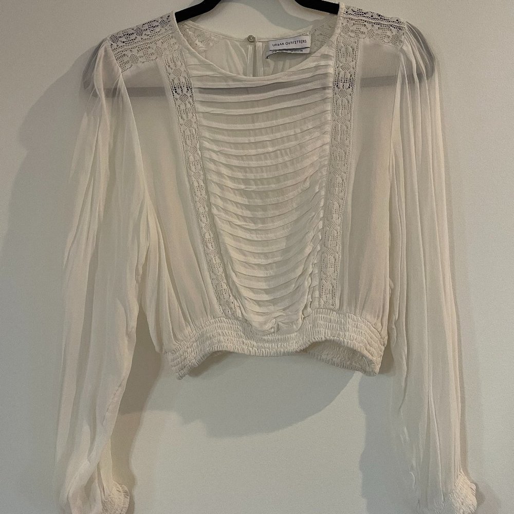 Urban Outfitters - Sheer White Long Sleeve Top